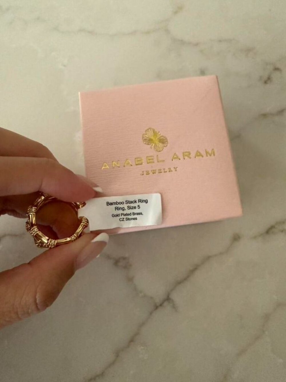 Anabel Aram Gold Bamboo Stack Ring size 5 - Picture 4 of 5